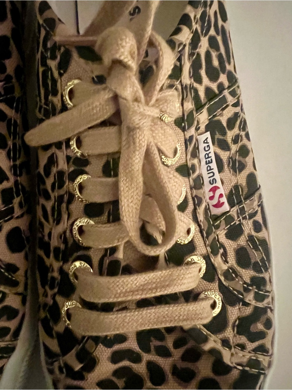 Superga Leopard-Print Canvas Sneakers in Tan & Black - Picture 3 of 10